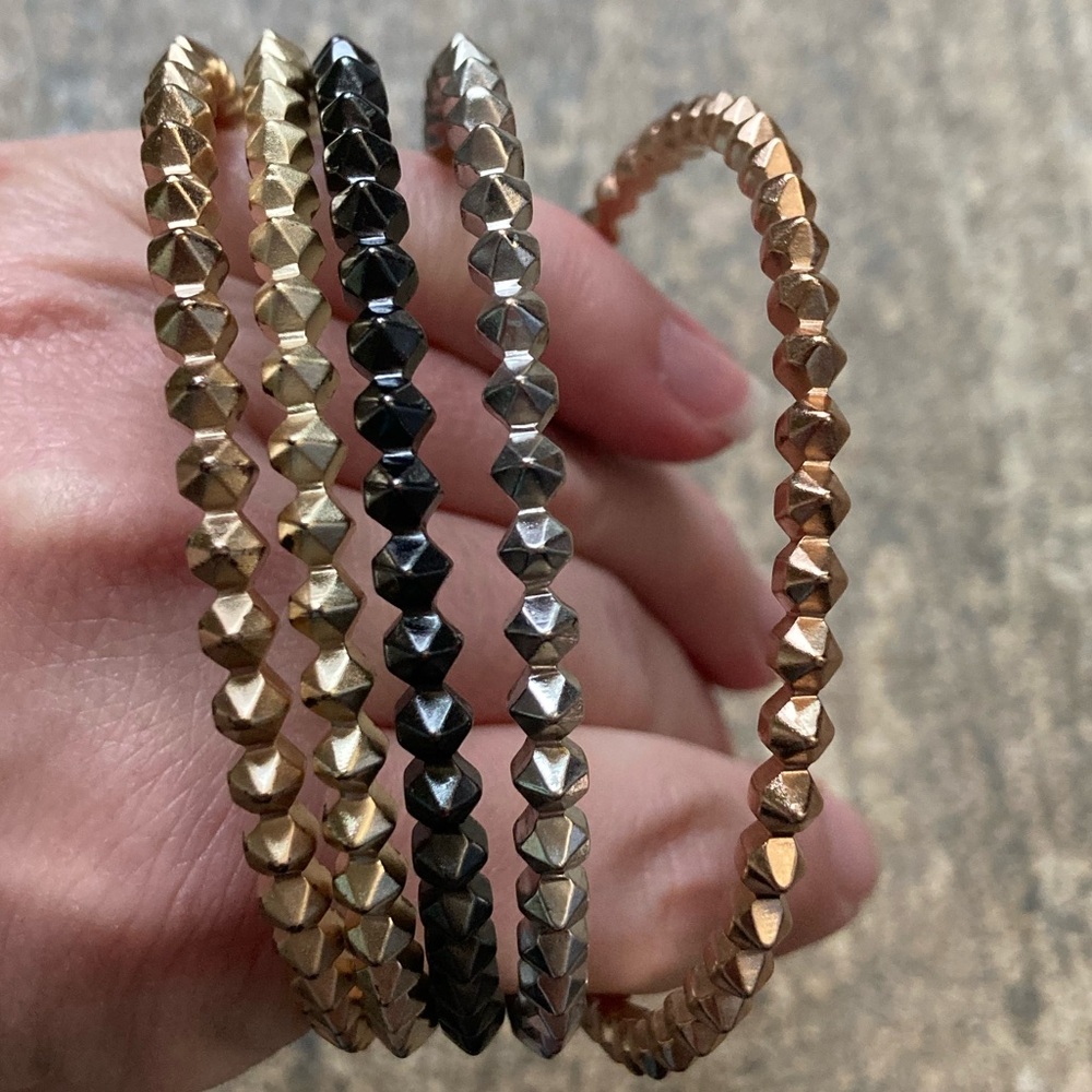 Kendra Scott Remy mixed metals bracelet set 2 gold 1 silver 1 pewter 1 rose gold